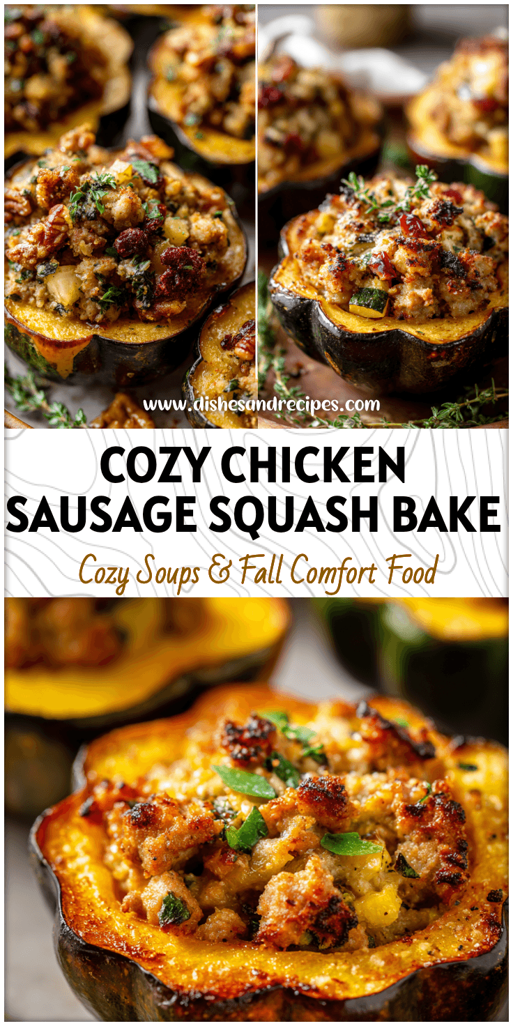 Golden roasted acorn squash halves filled with savory chicken sausage stuffing in an Easy Sausage Stuffed Acorn Squash recipe.